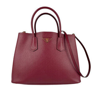 Prada Saffiano Cuir Double Bag luxurious red leather tote double handles